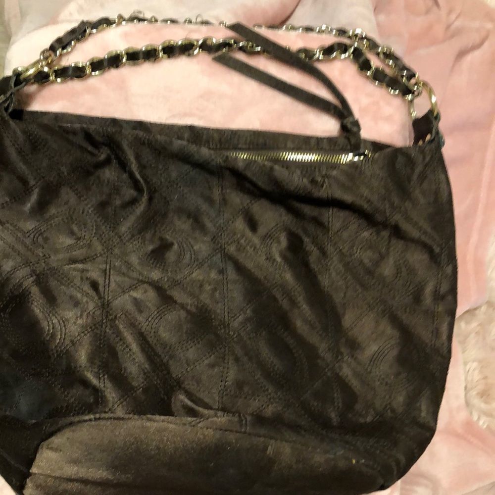 Bebe chocolate colored hobo bag with gold straps 14 x 16